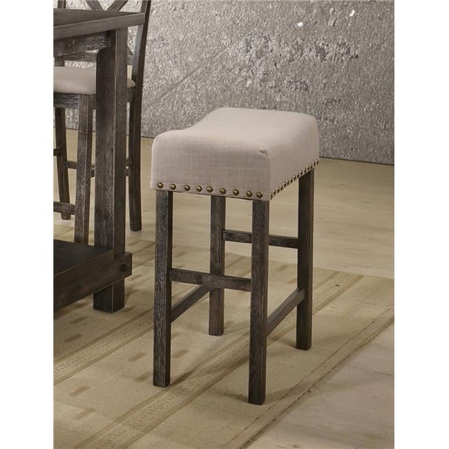 Gray Wood Backless Saddle Counter Height Stool