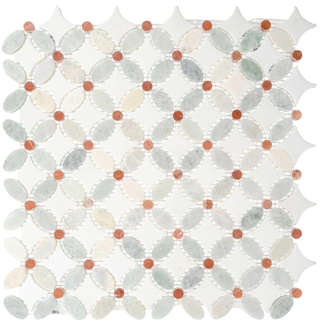 Martha Spring Grey Novelty Marble Look Glossy Natural Stone Mosaic Wall & Floor Tile