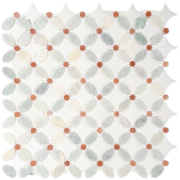 Martha Spring Grey Novelty Marble Look Glossy Natural Stone Mosaic Wall & Floor Tile