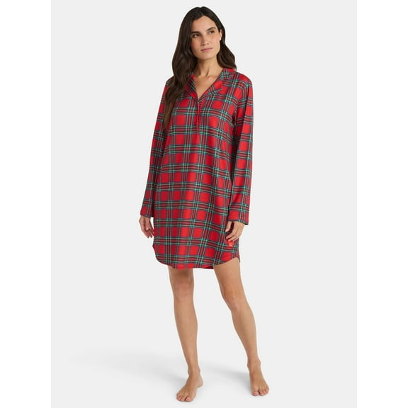 Martha Stewart Everyday Women's Henley Sleepshirt with Long Sleeves, Sizes S-XXL
