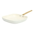 thumbnail image 1 of Martha Stewart 10" Linen Ceramic Nonstick Square Grill Pan with Gold Handle, 1 of 8