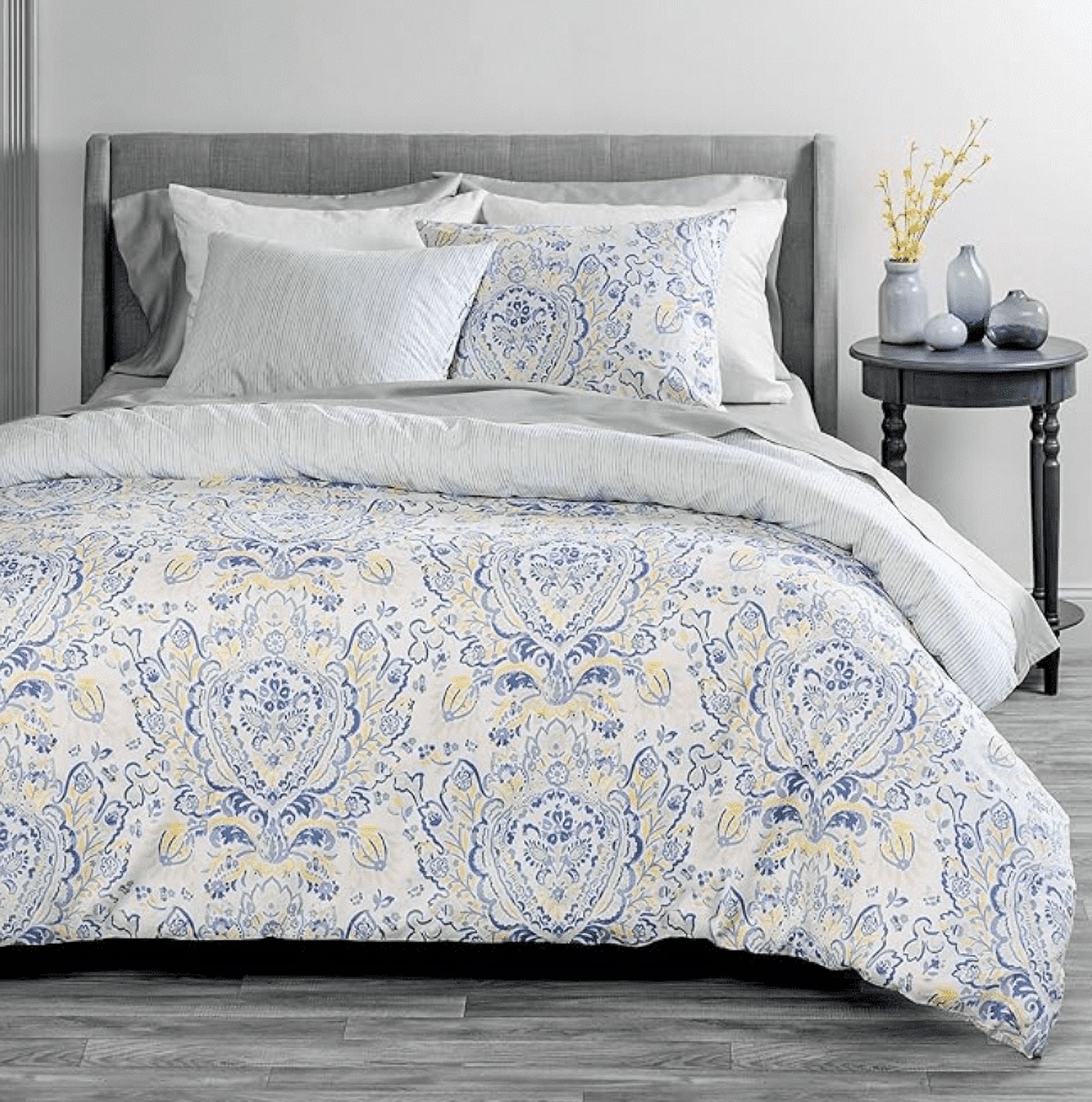 Martha Stewart 100% Cotton Luxury King 3Pc Duvet Set 1 Duvet Cover 2 Pillow Shams