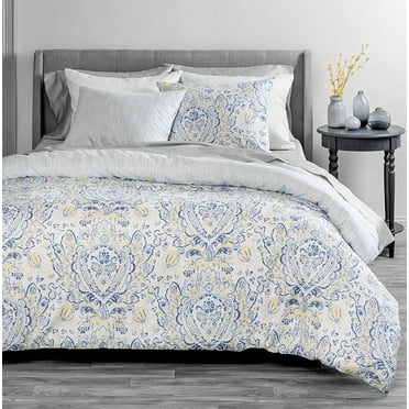 Martha Stewart 100% Cotton Luxury King 3Pc Duvet Set 1 Duvet Cover 2 Pillow Shams