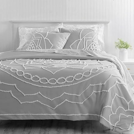 Martha Stewart Sophia Medallion 100% Cotton 3pc Duvet Set-1 Duvet, 2 Pillow Shams