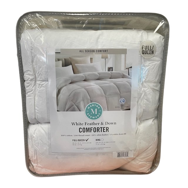 Martha Stewart MS004226 Feather and Down Comforter, Queen, White ...