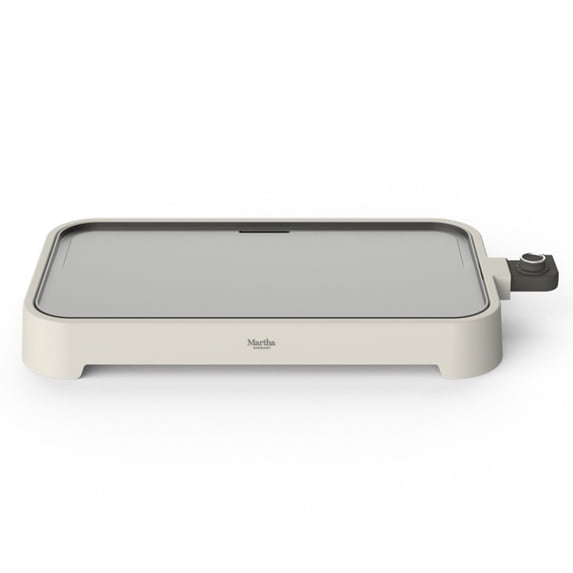 Martha Stewart 12” x 22” Electric Griddle, XL Ceramic Nonstick, Linen Cream