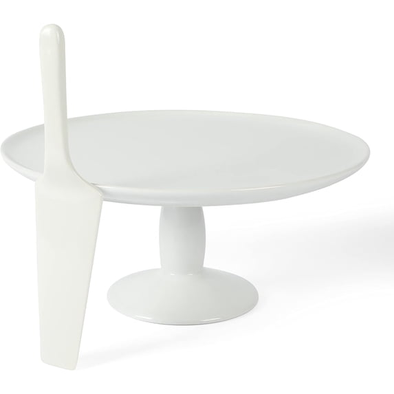 Martha Stewart 12" x 5.7" Stoneware Cake Stand W/Server - White