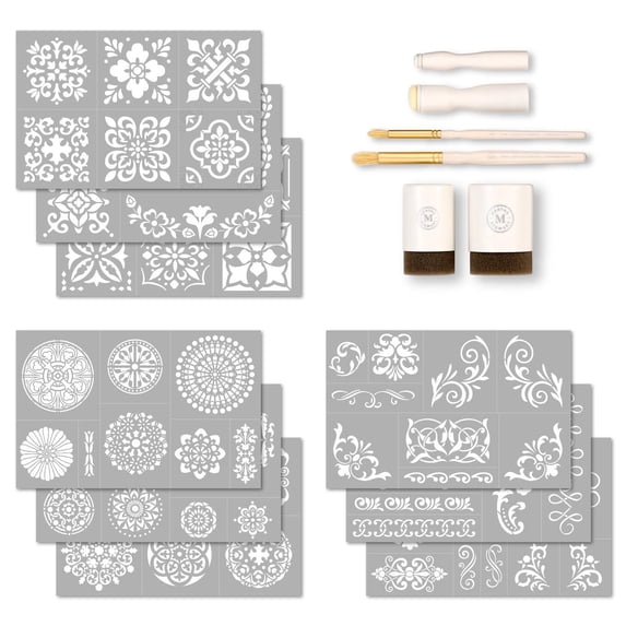 Martha Stewart Classic Tile Art Stencil Set, Set of 15, 12 x 7.75 in