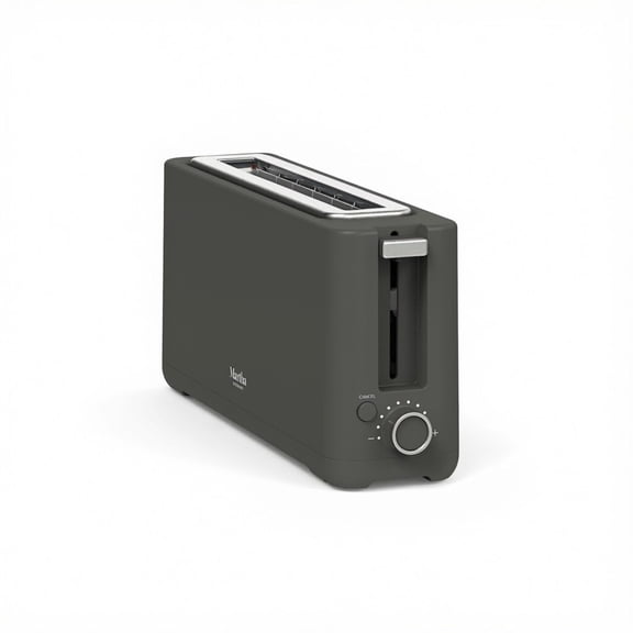 Martha Stewart 2 Slice Long Slot Toaster, Extra Wide, 10 Settings, Caviar Gray