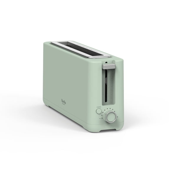Martha Stewart 2 Slice Long Slot Toaster, Extra Wide, 10 Settings, Honeydew Green