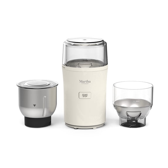 Martha Stewart 2-in-1 Electric Coffee & Spice Grinder, 2.5oz, Linen Cream