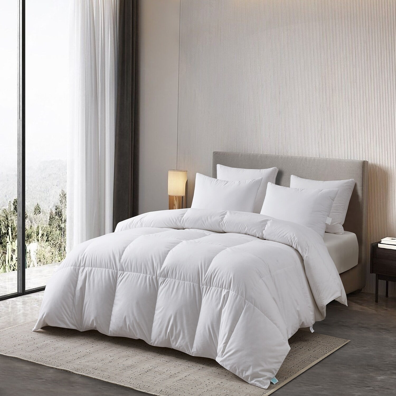 King White Cotton Goose Down Bedspread