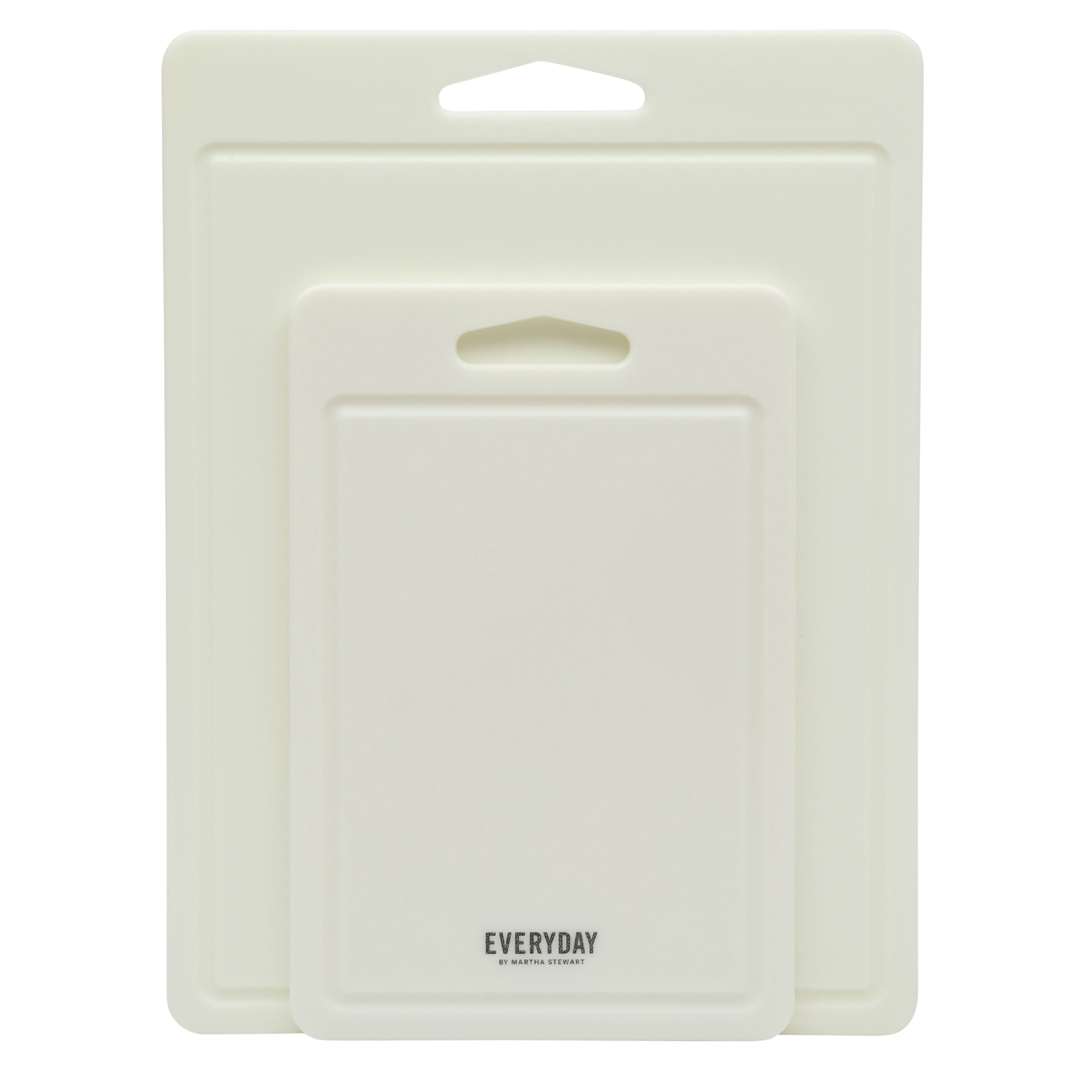 Martha Stewart 2-Piece Plastic Cutting Boards Set for Kitchen, Linen