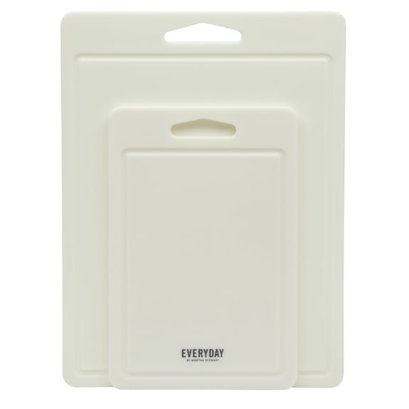 Martha Stewart 2-Piece Plastic Cutting Boards Set for Kitchen, Linen