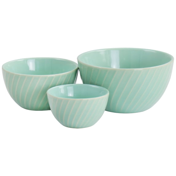Martha Stewart 3 Piece Stoneware Mini Bowl Set in Mint - 3 Piece