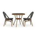 thumbnail image 1 of Martha Stewart 31.5" Round Indoor-Outdoor Bistro Dining Table with 2 Stackable Bistro Chairs - Black/White with Natural Woodgrain Aluminum Finish Frame, 1 of 11