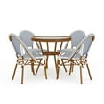 thumbnail image 1 of Martha Stewart 31.5" Round Indoor-Outdoor Bistro Dining Table with 4 Stackable Bistro Chairs - Navy/White with Natural Woodgrain Aluminum Finish Frame, 1 of 12