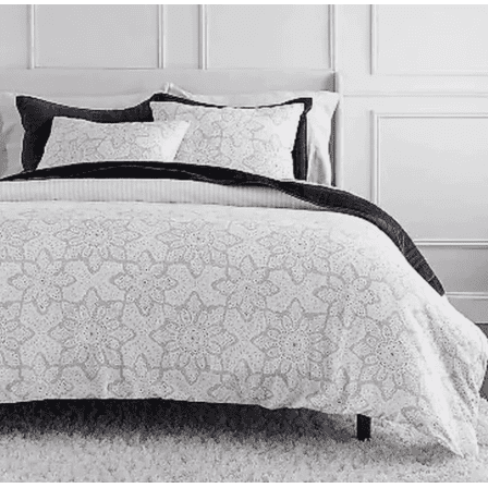 Martha Stewart Flannel Snowflake 100% Cotton 3pc Duvet Set-1 Duvet, 2 Pillow Shams