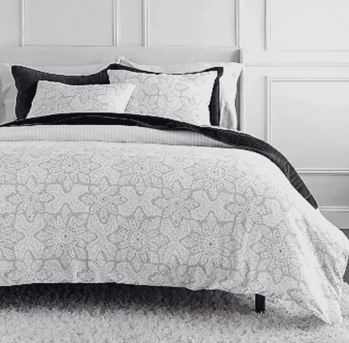 Martha Stewart Flannel Snowflake 100% Cotton 3pc Duvet Set-1 Duvet, 2 Pillow Shams