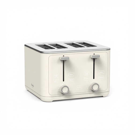 Martha Stewart 4 Slice Toaster, 10 Shade Settings, Removable Crumb Tray, Linen Cream