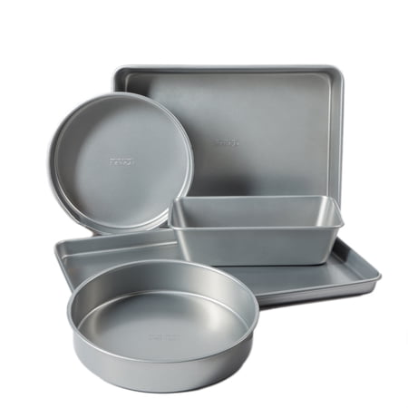 Martha Stewart Everyday 5-Piece Carbon Steel Non-Stick Bakeware Set with Baking Pans, Silver
