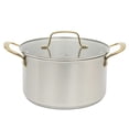 thumbnail interactive-video image 1 of Martha Stewart 5 qt Stainless Steel Dutch Oven Pot with Side Handles and Tempered Glass Lid, 1 of 10