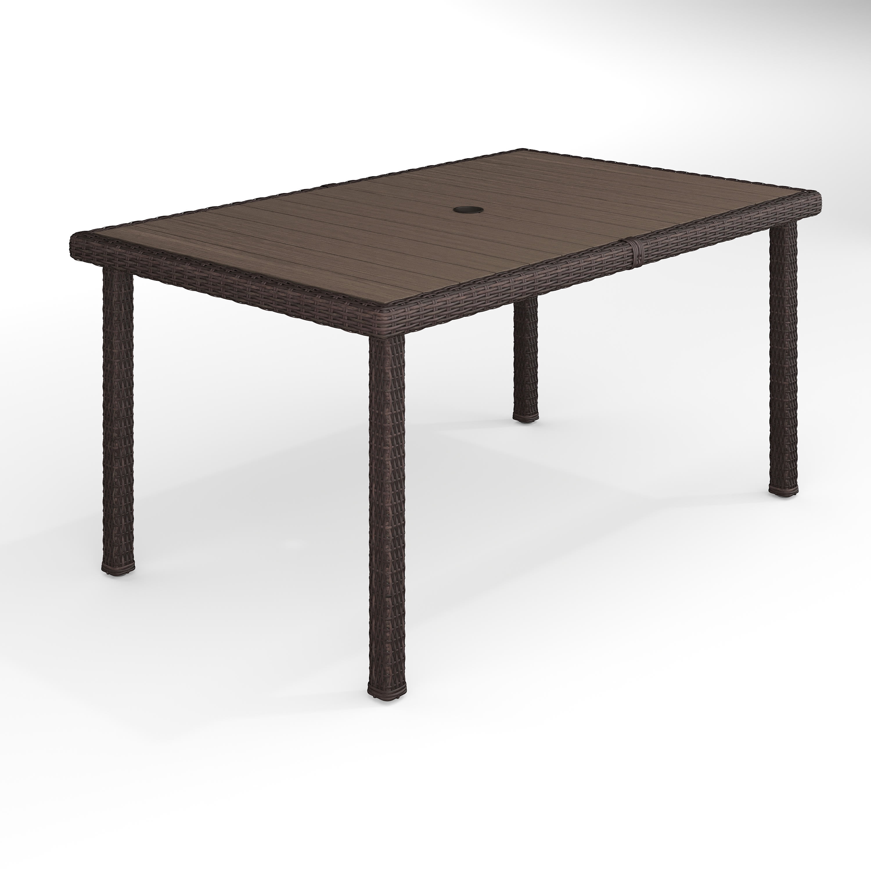 Brown Rattan Wicker 60" Indoor-Outdoor Patio Table with Faux Wood Top