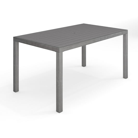 Martha Stewart 62" Indoor-Outdoor Patio Table with Gray Brushed Woodgrain Aluminum Finish