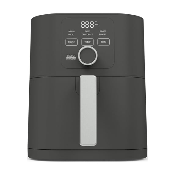 Martha Stewart 6QT Slim Air Fryer, 6-in-1, Ceramic Non-Stick, Caviar Gray
