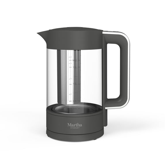 Martha Stewart 7 Cup Electric Kettle with Tea Infuser, Caviar Gray