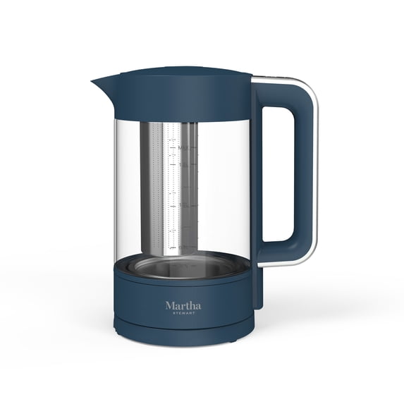 Martha Stewart 7 Cup Electric Kettle with Tea Infuser, Indigo Blue