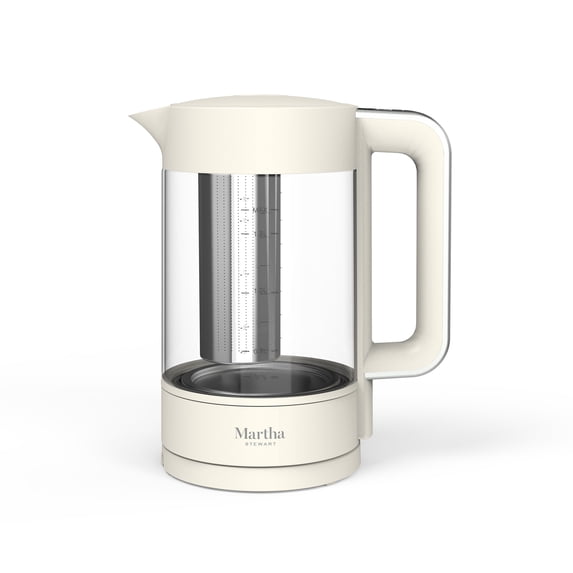Martha Stewart 7 Cup Electric Kettle with Tea Infuser, Linen Cream
