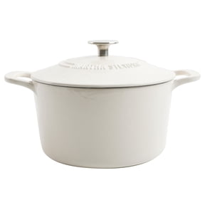 Martha Stewart Gatwick 7 QT Enameled Cast Iron Dutch Oven - Linen W/ Silver Knob