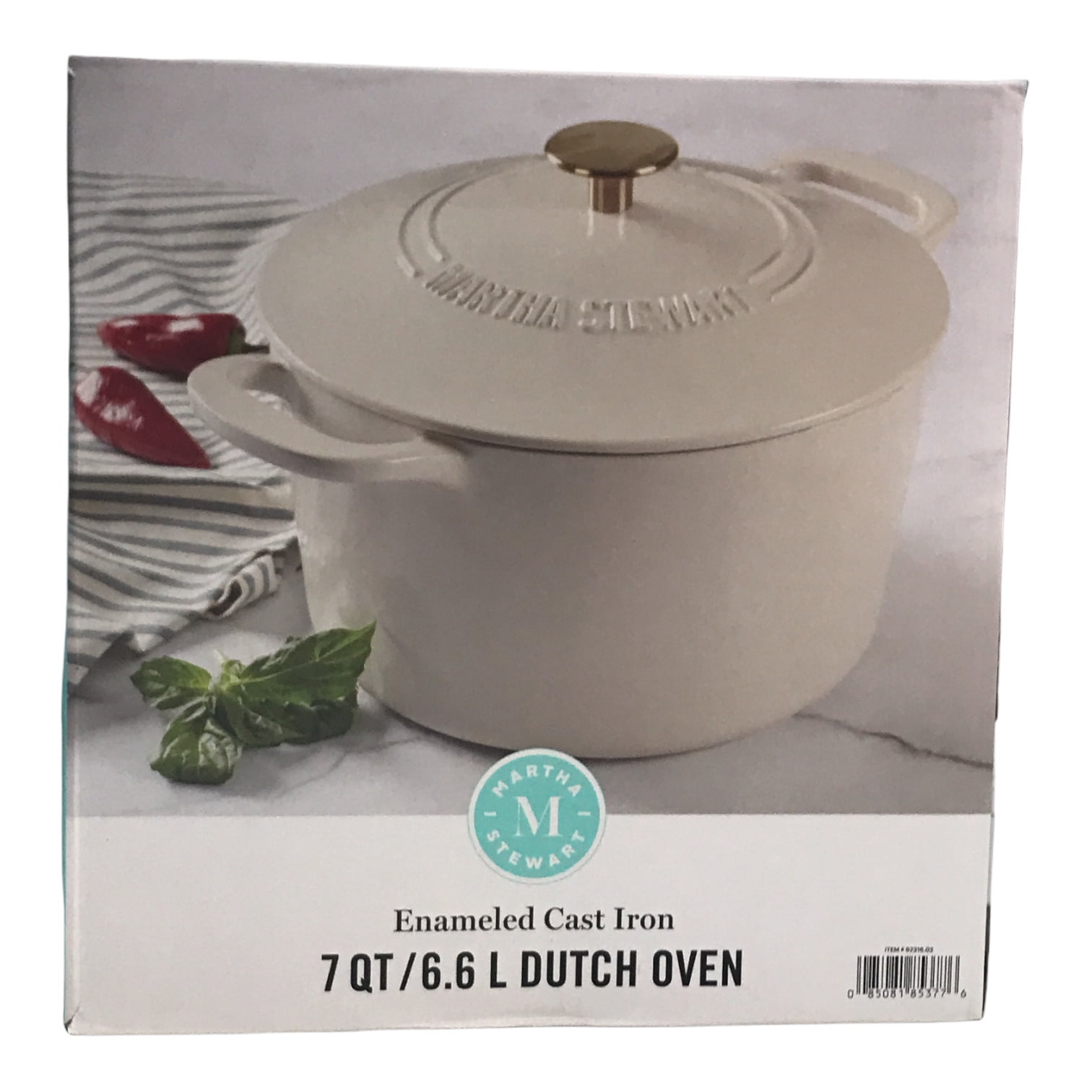 Martha Stewart Everyday Eastwick 7-Quart Linen Enamel Cast Iron Dutch Oven