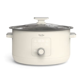 Martha Stewart 8 QT Slow Cooker, Programmable with Timer, 3 Heat Settings, Nonstick Ceramic, Linen Cream