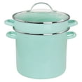 thumbnail image 1 of Martha Stewart  8 Quart Dual Stock Pot and Steamer Set in Aqua, 1 of 2