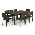 thumbnail image 1 of Martha Stewart 9-Piece Indoor-Outdoor Dining Set with 8 Stackable Dining Chairs and 70" Patio Table with Engineered Wood Top in Brown Rattan Wicker, 1 of 11