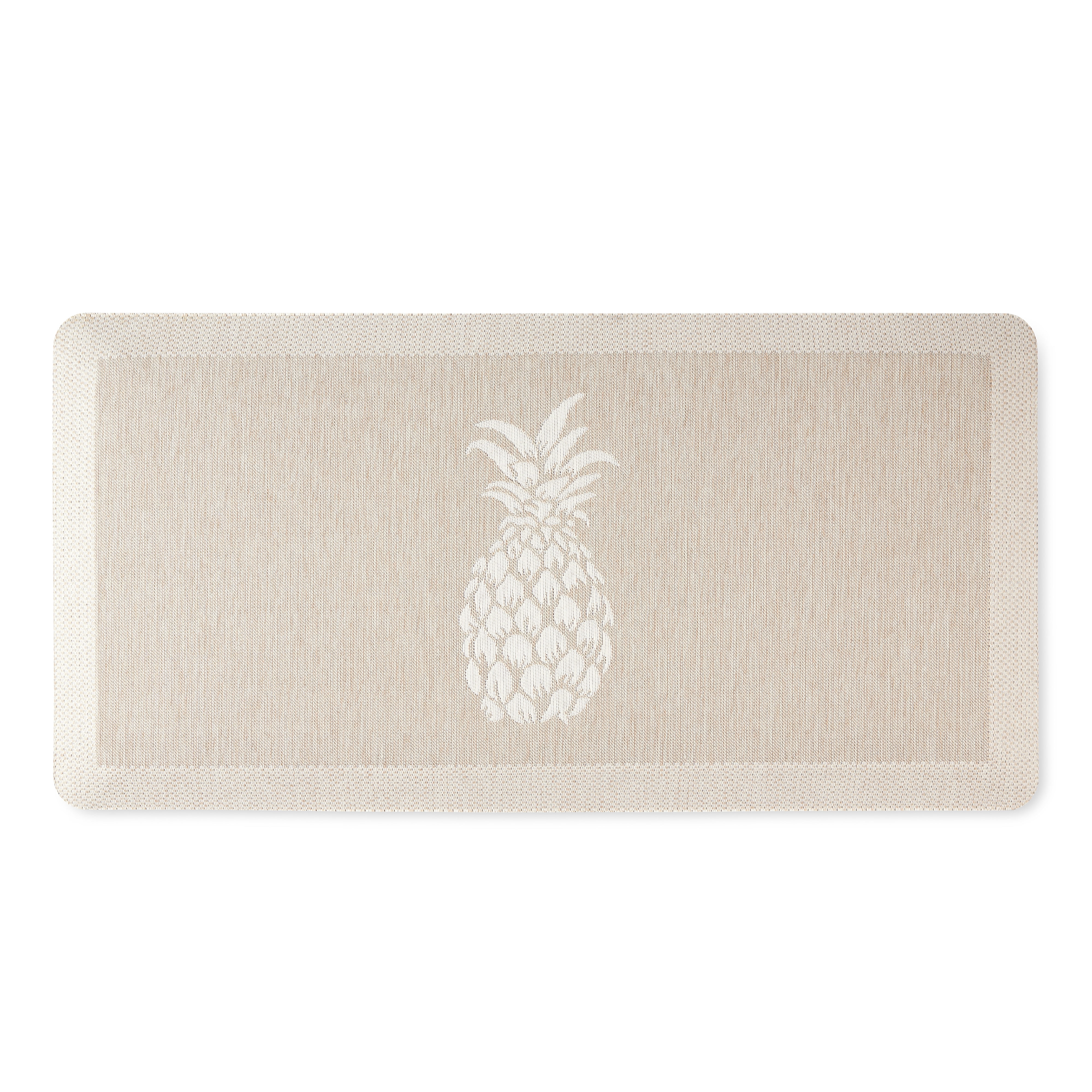 Beige Pineapple Print Anti-Fatigue Kitchen Mat
