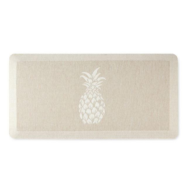 Martha Stewart Aloha Modern Pineapple AntiFatigue AirInfused Kitchen Mat, Beige, 19.6"x39