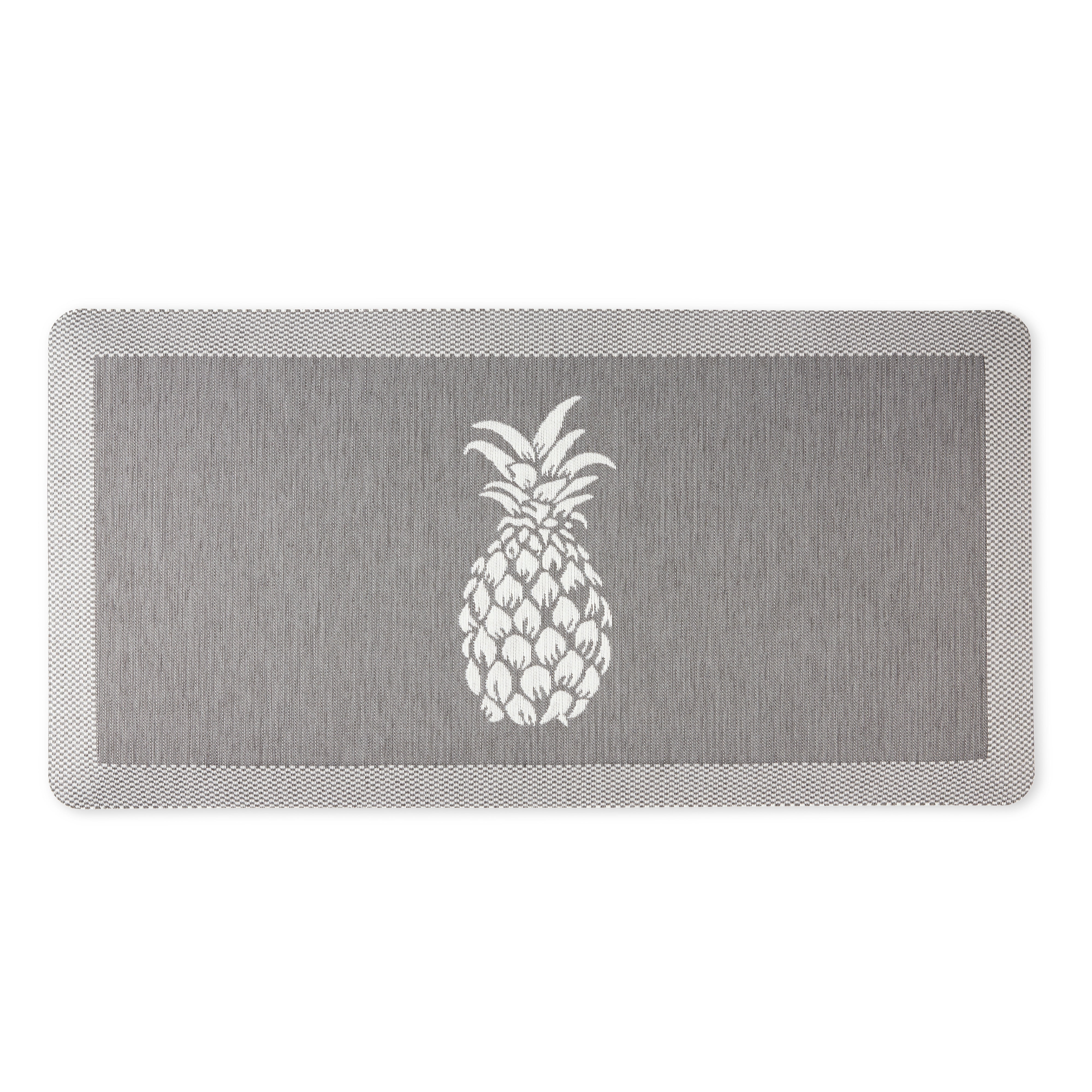 Gray Pineapple Anti-Fatigue Kitchen Mat with Textured Polyester