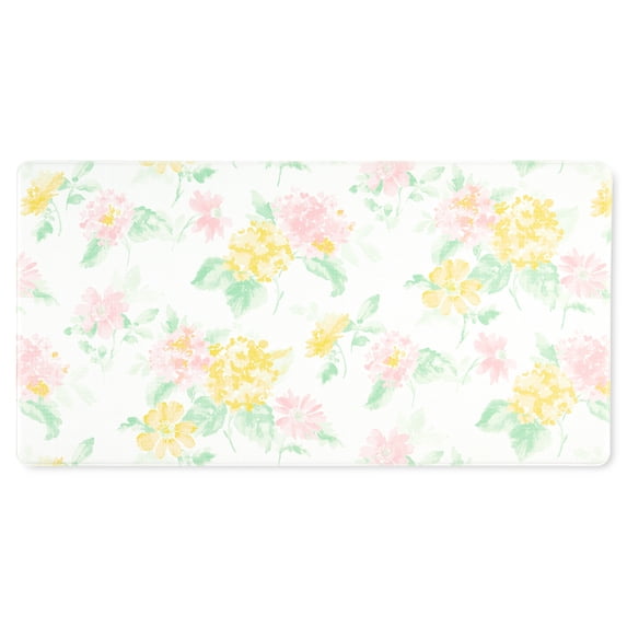 Martha Stewart Amber Floral Daisy Stripe Reverisble Water Resistant Kitchen Mat, Pink/Yellow, 20"x39"