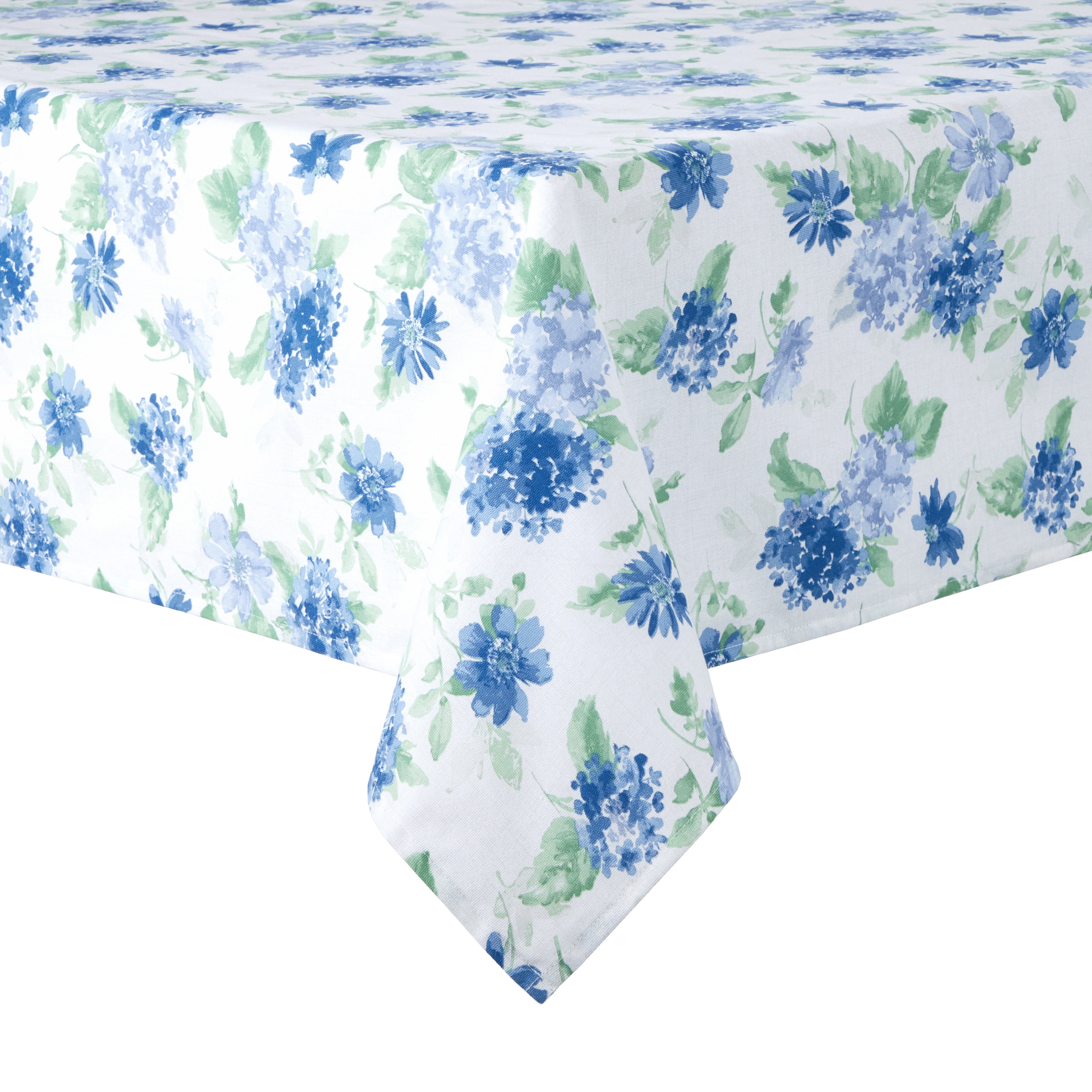 Martha Stewart Amber Floral Fabric Tablecloth Single Pack, Blue/Green, 60"x84"