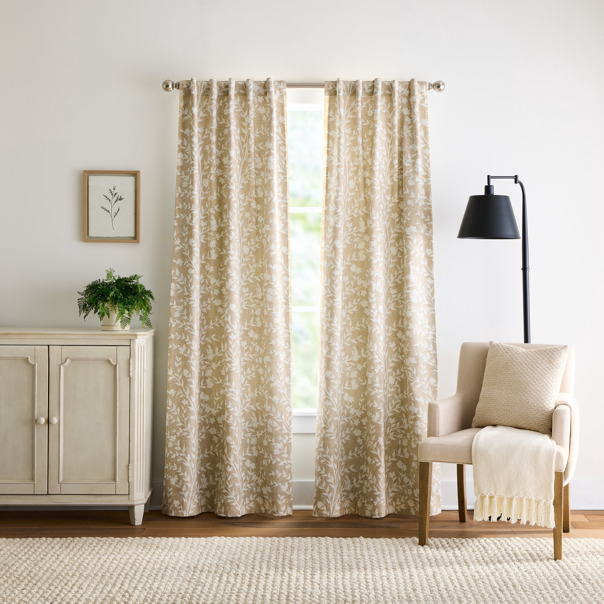 Martha Stewart Amelia Curtain Panel Pair, Linen, Back Tab, Blackout, Indoor, Adult, 2 Piece Set, 37" x 95"