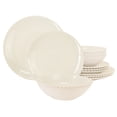 thumbnail image 1 of Martha Stewart Beaded Melamine 12-Piece Dinnerware Set - Cream, 1 of 6