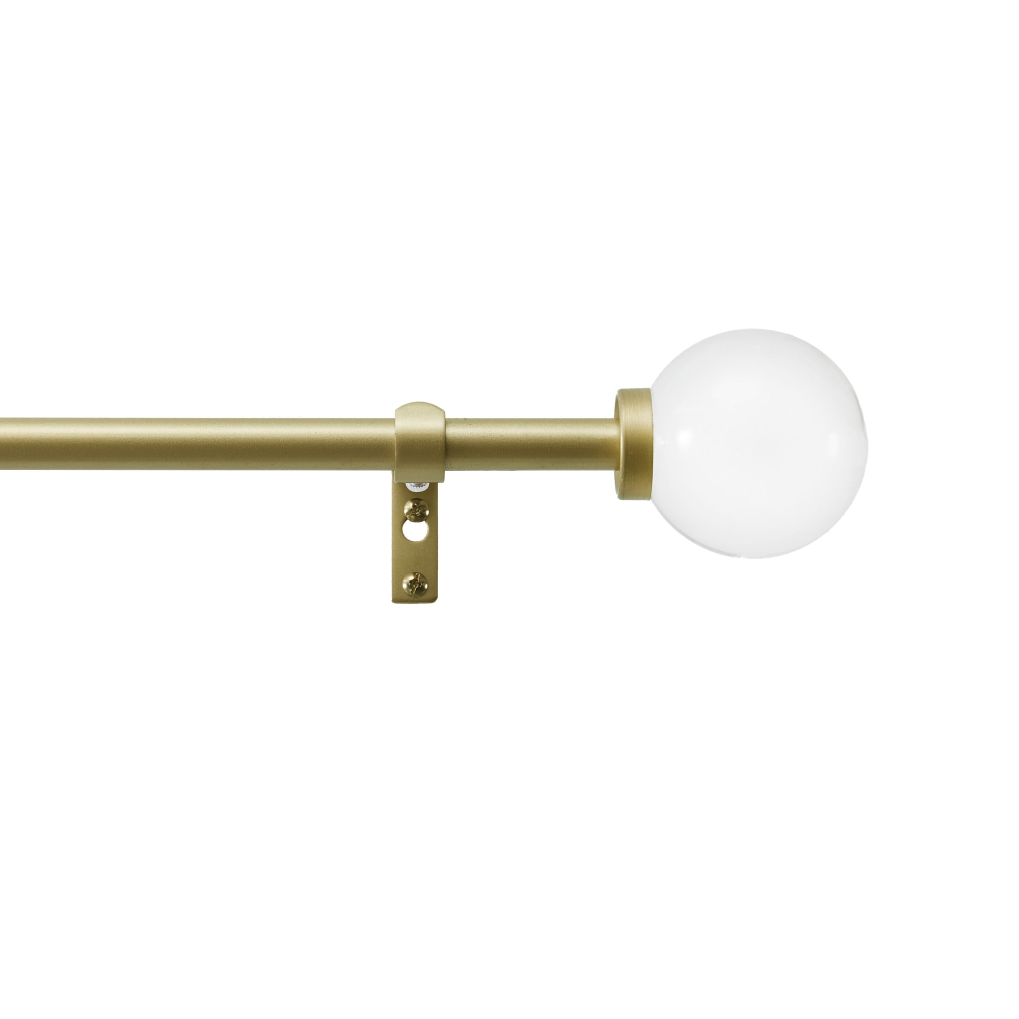 Martha Stewart Beaufort 3/4", Adjustable Curtain Rod and Finial Set, Brushed Brass, Gold, 66'' - 120'' Long