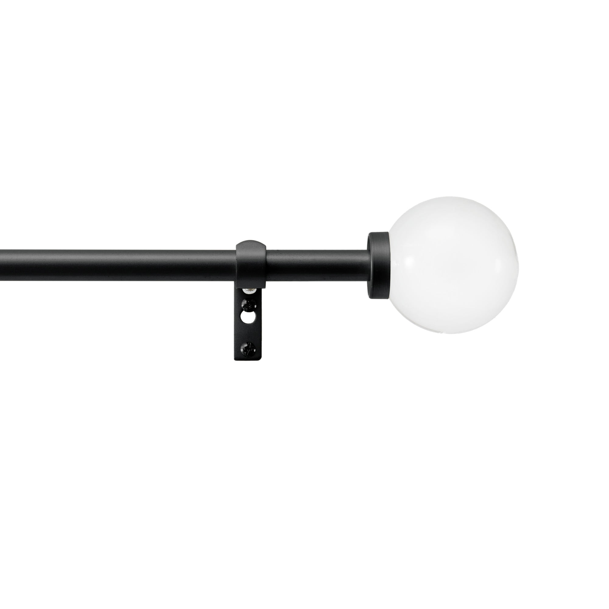 Martha Stewart Beaufort 3/4", Adjustable Curtain Rod and Finial Set, Matte Black, 66'' - 120'' Long