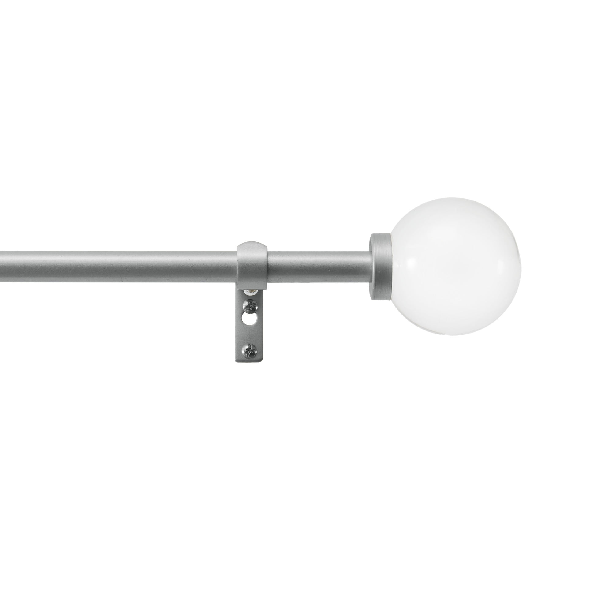Martha Stewart Beaufort 3/4", Adjustable Curtain Rod and Finial Set, Matte Nickel, Silver, 66'' - 120'' Long