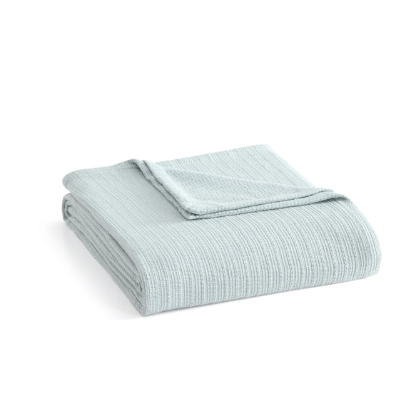 Martha Stewart Bedford Tile Blue Quartz Twin Bed Blanket, Soft Cozy Bedroom Blanket, Machine Washable