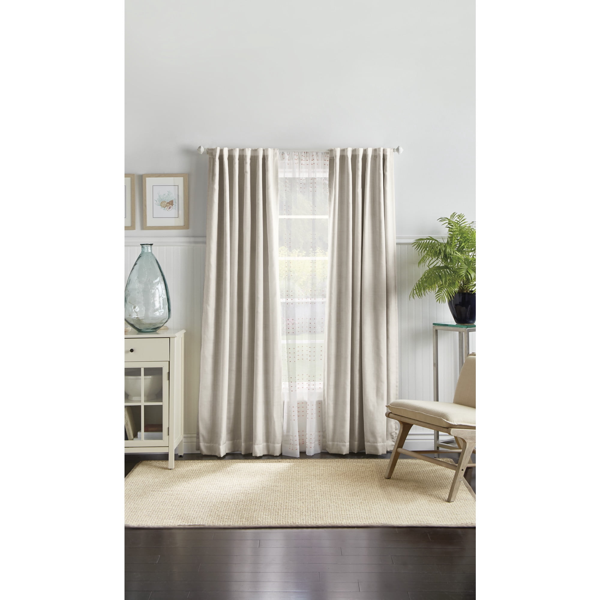 Martha Stewart Bedford Woven Plaid Curtain Panel Pair, Back Tab, Blackout, Indoor, Adult, 2 Piece Set, 50"x 84"