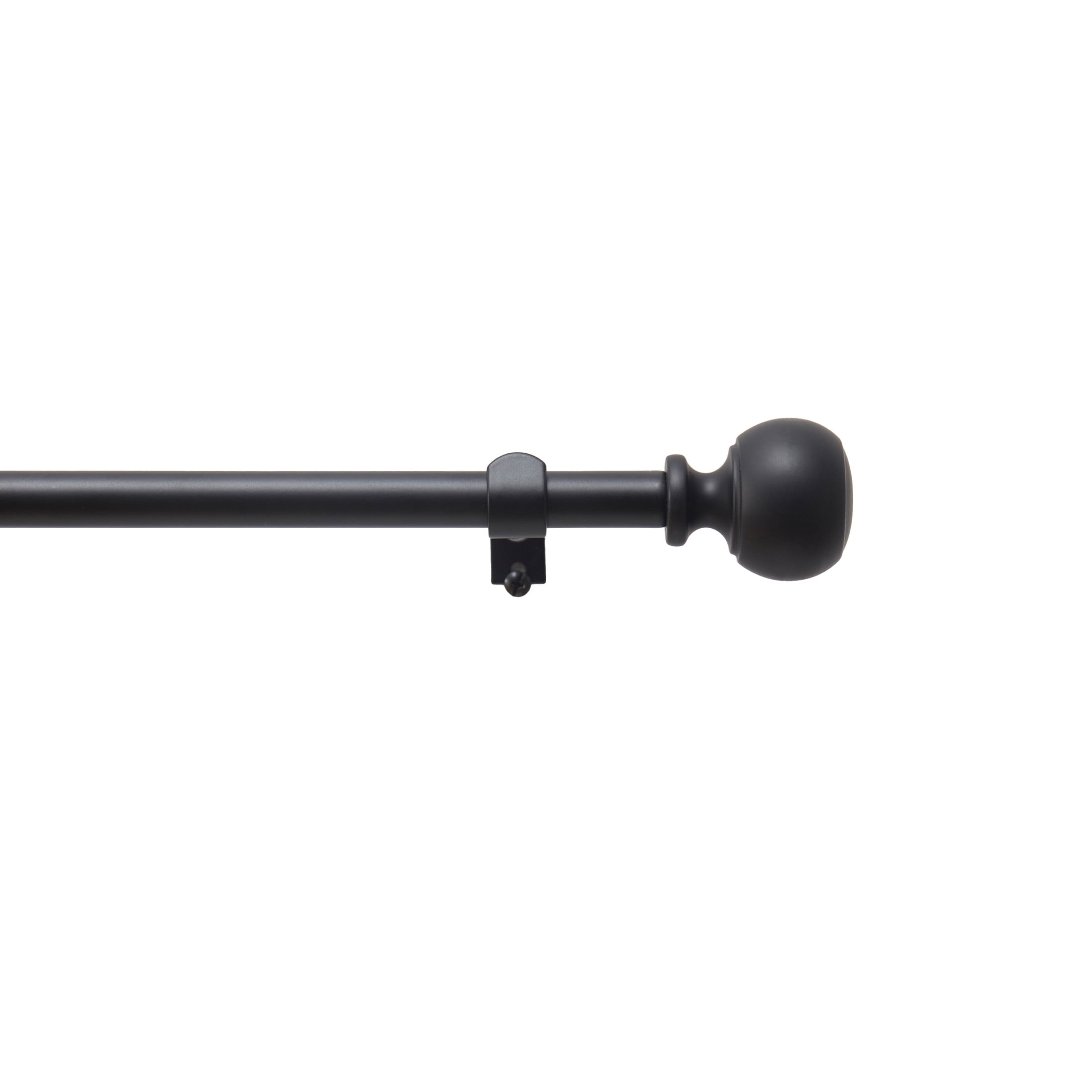 Martha Stewart Bergen 5/8", Adjustable Curtain Café Rod and Finial Set, Matte Black, 48'' - 86" Long